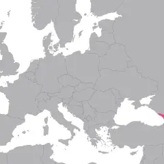 Mapa Europy z zaznaczoną Gruzją. Czy Gruzja jest w Europie? Położenie kraju sugeruje, że tak.